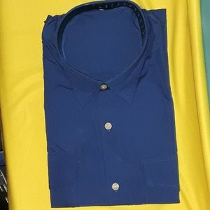 Men's Blue Short Sleeve Button-Up Shirt Size 44